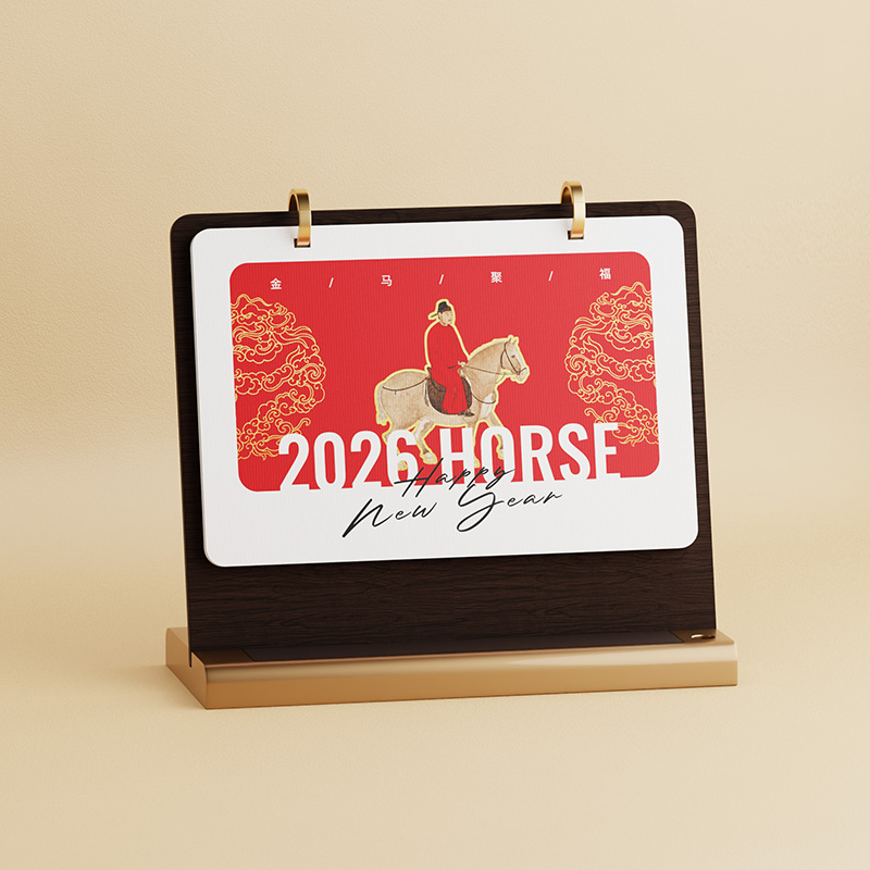 雙圈木架筆插臺歷